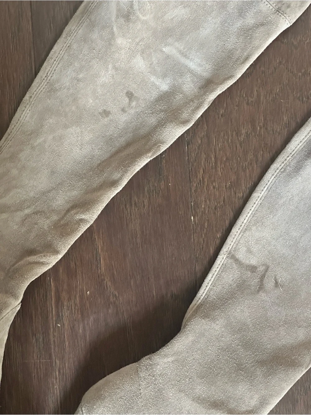 Stuart Weitzman Over-the-Knee Suede Boots in Light Gray